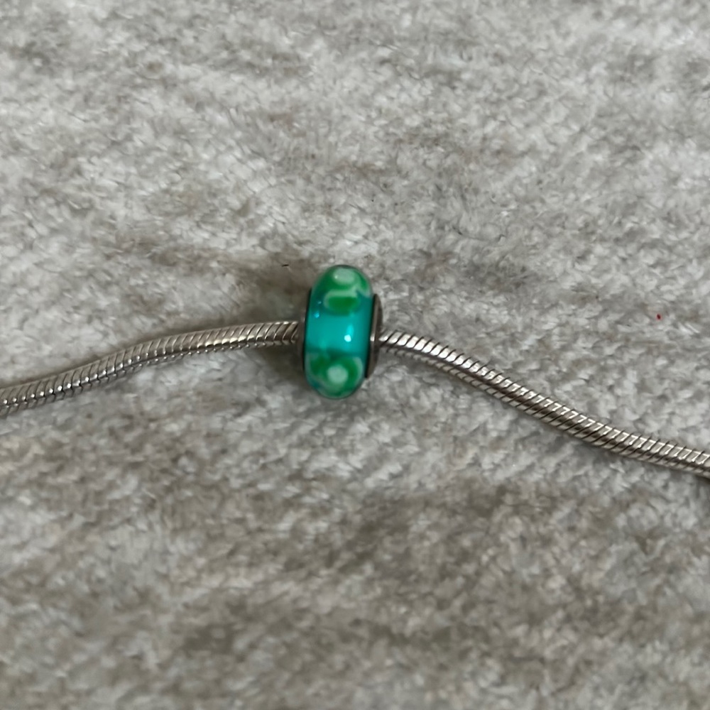 Pandora authentic turqoise and green floral design glass charm - Picture 1 of 1